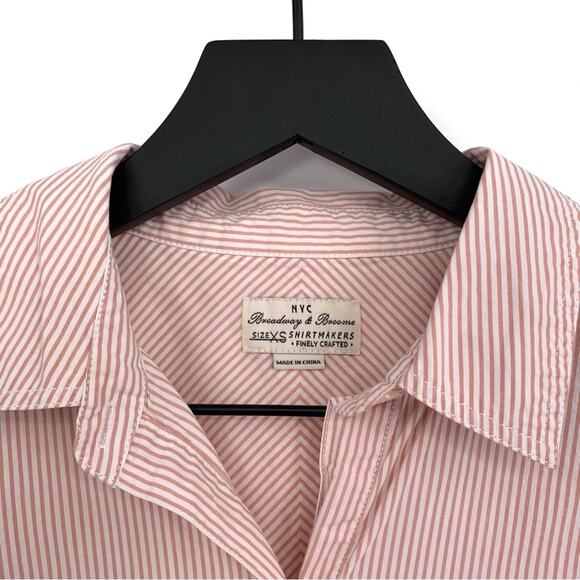 BROADWAY & BROOME Casual Long Sleeve Button Up Pullover Pastel Pink Stripe XS - Picture 4 of 8